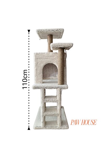 PAWHOUSE iki katlı kule kedi evi krem