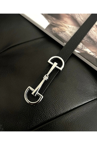 miremiran Μαύρη ζώνη με ασημένια πόρπη πεταλούδα και χρυσό ασημί κουμπί, δώρο