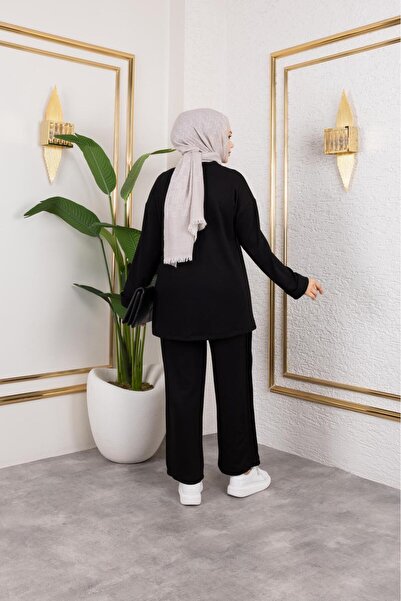 MODAMÜNASİP Comfortable and Stylish Two-Piece Set with Buttoned Cotton Viscose Pants