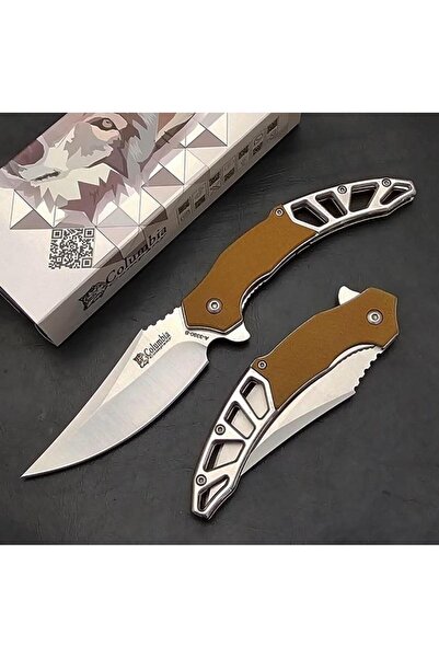 tekinhediyelik Columbia Yeni Tasarım Kamp ve Avcı Çakısı Kahve