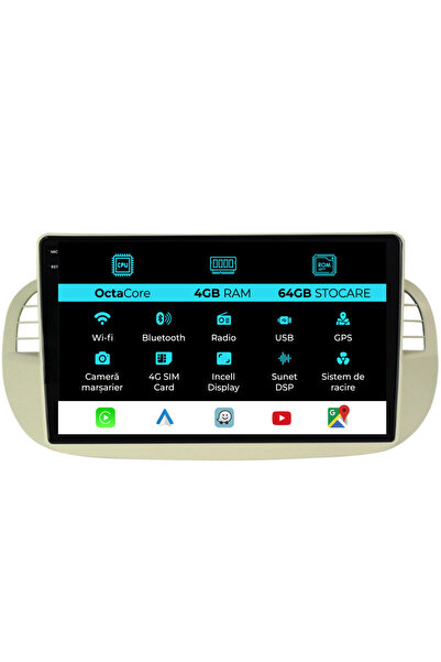 NavStore Ειδικό σύστημα πλοήγησης Fiat 500 (2007-2015), 9 ίντσες, μνήμη RAM 4...