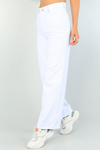 JAXEN Bt18858986 Women's High Waist White No Show W Wide Leg L Stretch Fabric Jeans Pants