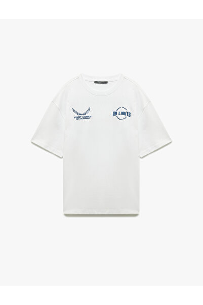 Koton Short Sleeve Crew Neck Tok Fabric Cotton Back Printed T-Shirt