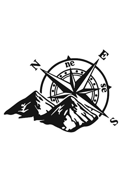 Oracal Decorative car sticker, compass with mountains, 20cm, black