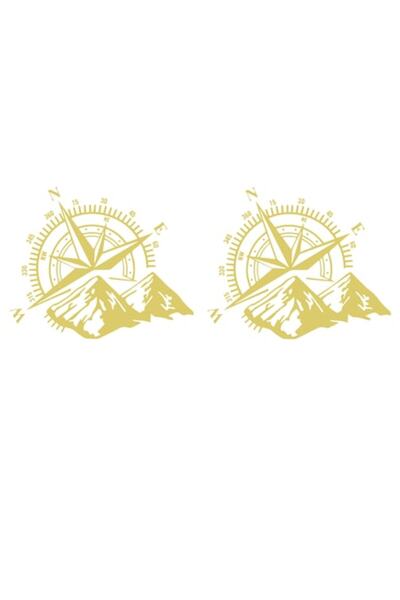 Oracal 651 Set of 2 Off Road Stickers, Compass, 30 cm x 23 cm, gold