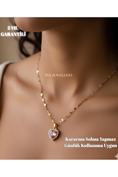 İNN JEWELLERY 316L Steel Necklace Tarnish-Free Antiallergic with Heart Figure...