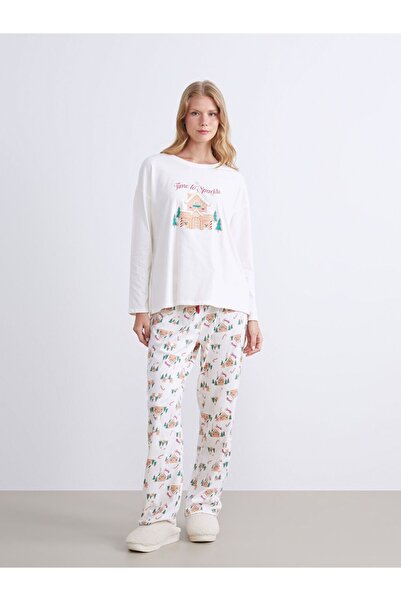 LC Waikiki Lcw Dream Crew Neck Christmas Themed Women's Pajamas Set