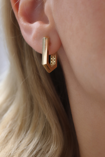 YAVUZ KUYUMCULUK 14 Ayar Altın Asimetrik Küpe