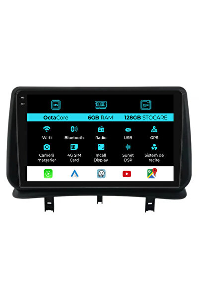NavStore Navigatie Android Dedicata Renault Clio 3 (2005-2014), 9Inch, 6Gb Ram, 128Gb Stocare, Carplay