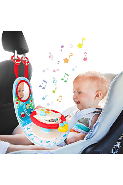 LUDIRO Interactive Baby Steering Wheel, For Car, Stroller and Crib, Realistic Sounds, 39x20 Cm
