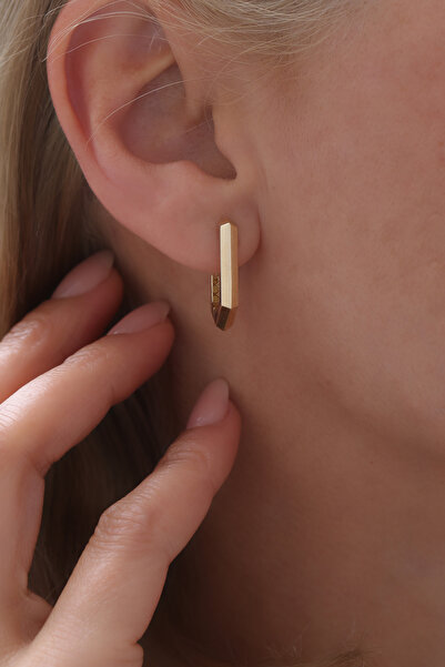 YAVUZ KUYUMCULUK 14 Ayar Altın Asimetrik Küpe