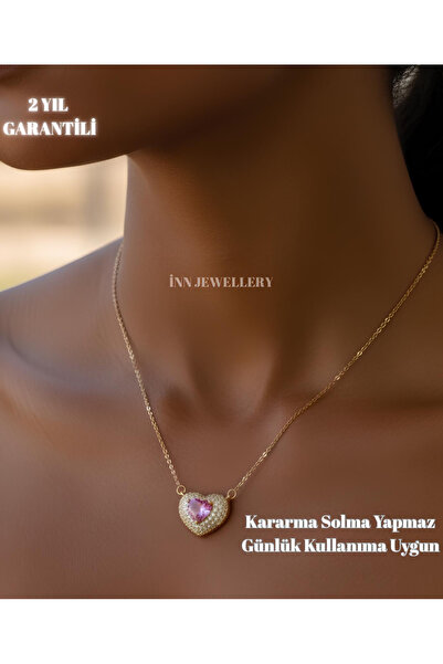 İNN JEWELLERY 316L Steel Necklace Tarnish-Free Antiallergic with Heart Figure...