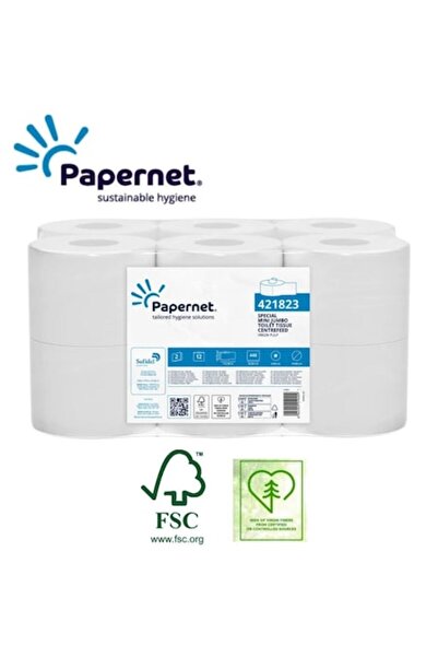 Papernet 421823 Hârtie igienică Central-Roll, 2 straturi, 112 m, 448 coli, 10...