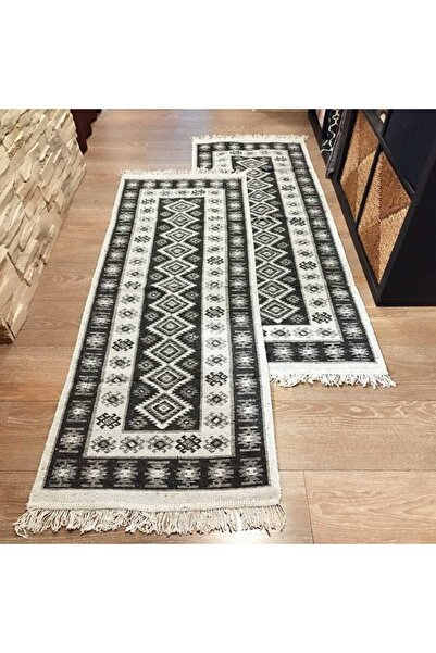 OEM 1+1 Covoare tradiționale, dimensiune 60 x 150 cm, gri, model Romb