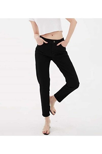 JAXEN BT19844476 Γυναικείο μαύρο παντελόνι με ψηλόμεσο τύπο Boyfriend Mom Jea...