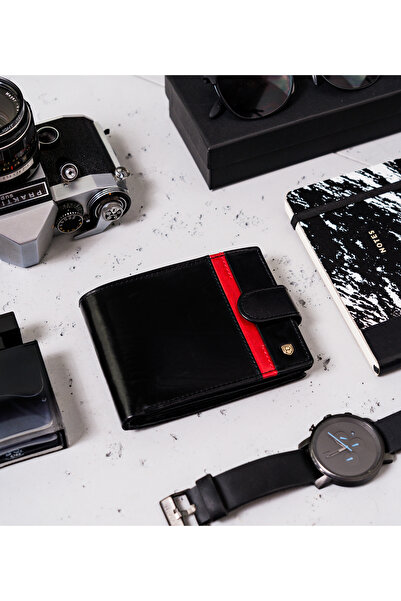 Other Men's leather wallet with a decorative strap - Rovicky