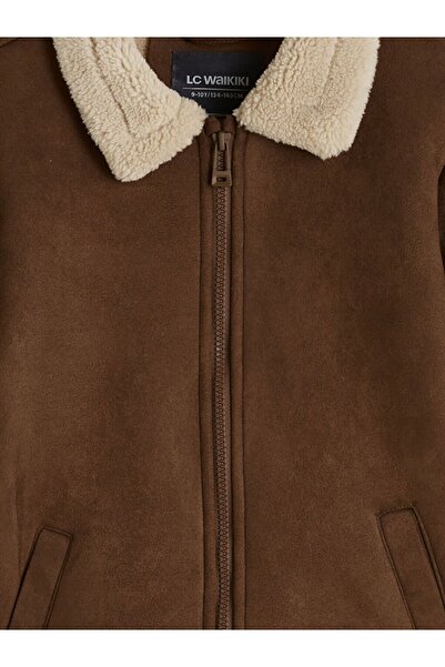 LC Waikiki Fur Collar Boys' Suede Look Coat