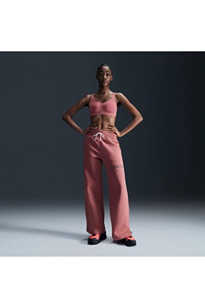 Nike Phoenix Fleece Hr Logo Pant Wide Women's Sweatpants - High Waisted Wide Leg with Fleece - Fv7684-634