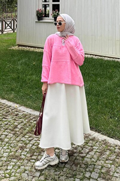 lamelif Lace-Up Collar Knitwear Sweater Pink