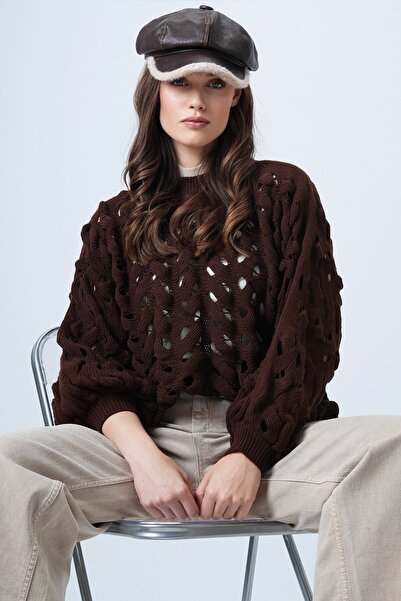 VAGGON Crew Neck Openwork Knitwear Sweater