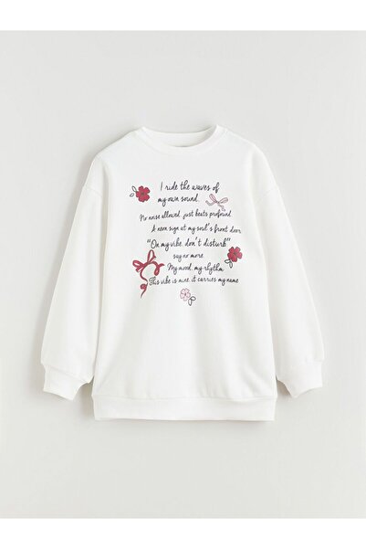 LC Waikiki Crew Neck Printed Girl's Thick Sweatshirt