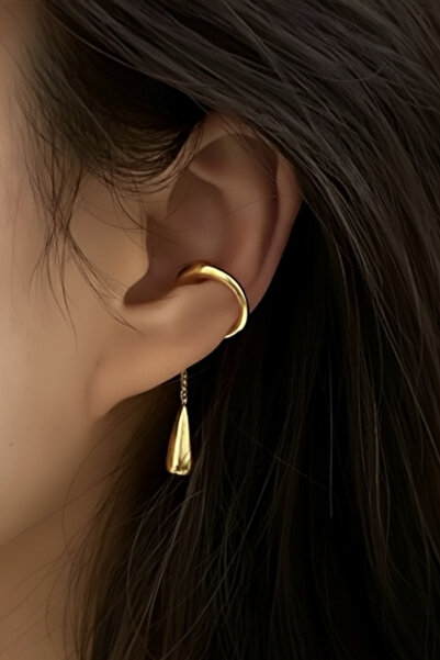 Sevil Gülgün Atelier Minimalist Drop Detailed Elegant Earrings |   Ideal for Everyday & Business Life Gold Silver Color (2Pcs)