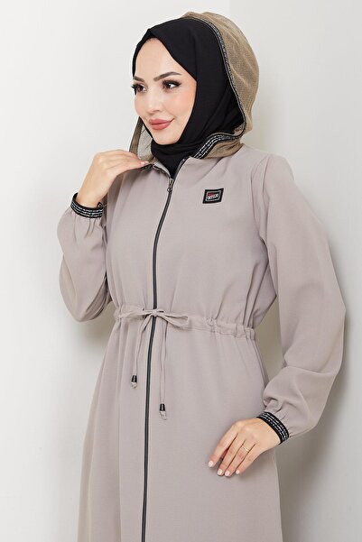 hafsamina File Hooded Tie-Up Ferace Beige Hm2360