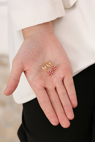 Sanem silver Şans Küpe,Yonca Küpe,14 Ayar Altın Üzeri Kaplama, Küpe,TREND Küpe