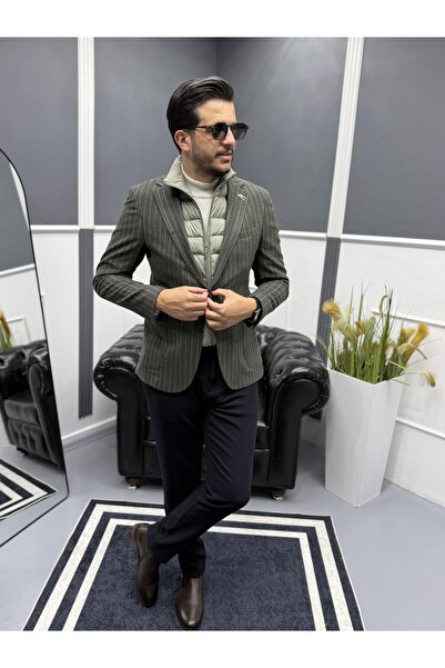 Avni Ceylan Urbanlayer Slim Fit Blazer Jacket with Puffer Vest Detail