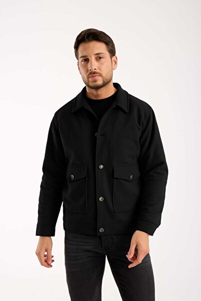 Wise Men's Double Pocket Cashmere Buttoned Jacket Coat