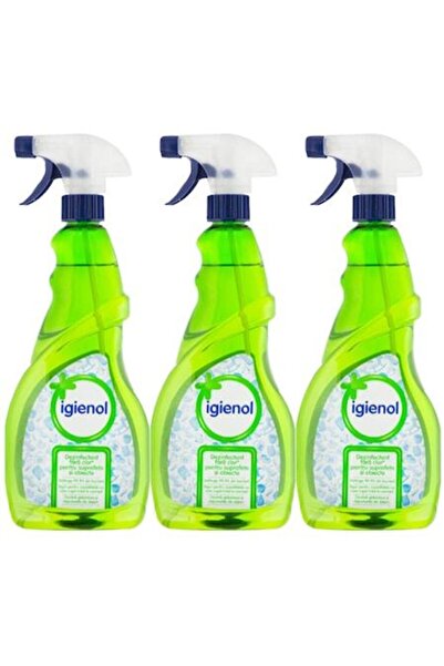 Igienol Pachet de 3 - Green Apple, Dezinfectant fără clor cu spray, 3 x 750 ml