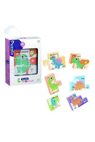 Picodino Magnetic cube puzzle with large pieces, 6 images, educational, +3 years, Dinosaurs