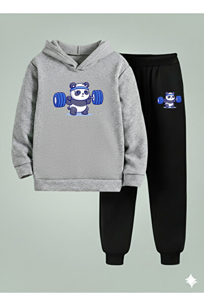 LORVEX Dječji Sa kapuljačom set TATLIŞ PANDA Štampano 3 niti Ş Čupkani materi...