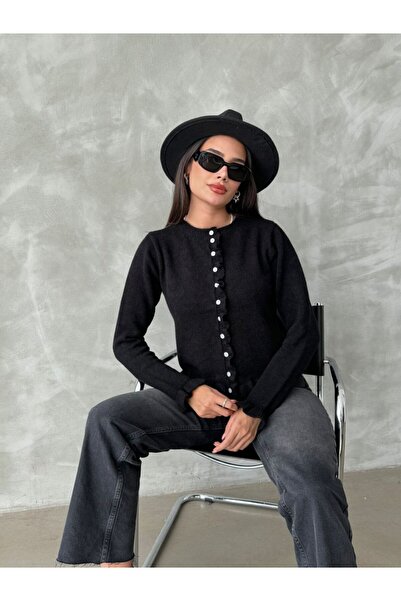 Sempre Ruffle Detailed Buttoned Knit Cardigan”