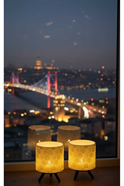 ASYDESIGN Tealight Mumluk Abajur Dekorlu Pilli Ledli 1 Adet