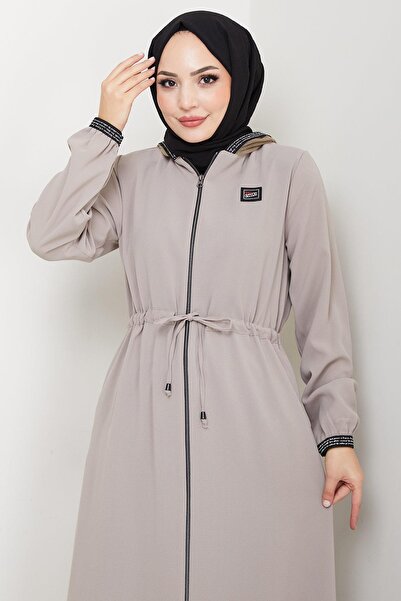 hafsamina File Hooded Tie-Up Ferace Beige Hm2360