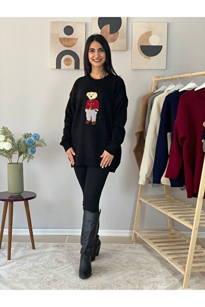 YusGos Women's Teddy Bear Crew Neck Knit Sweater