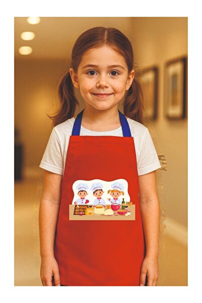 ÖNLÜK SEPETİ Children's Kitchen Apron Activity Apron 4-12 Years Old Activity ...