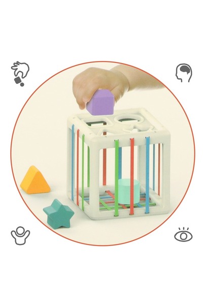 Picodino Educational play set: flexible sorting cube with colorful blocks, 12x12x12.5 cm, 18 months+