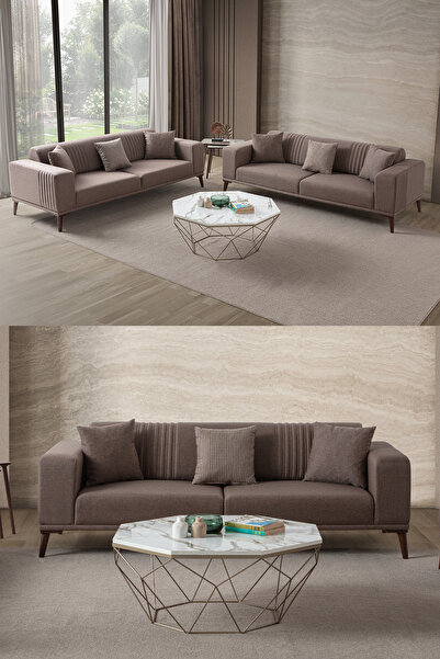 EDSY HOME Regnar 3+3 Koltuk Takımı Kahverengi