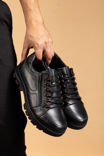 maximoda Genuine Leather, Zippered, Stitched to the Sole, Winter Men's Leather Outdoor Shoes