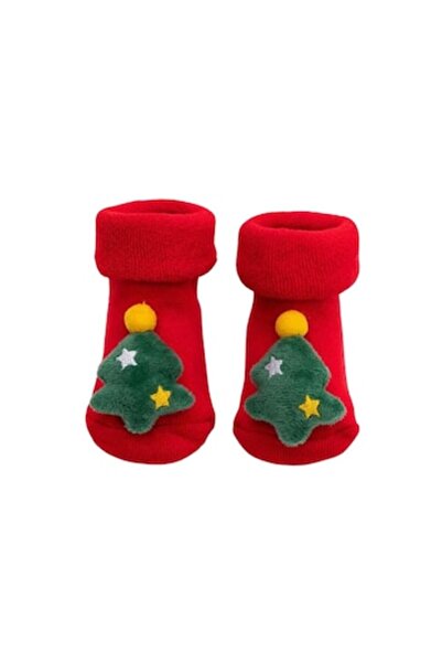OEM - Children's socks set, Christmas-themed, red, thick with non-slip sole, 12 cm, 4-12 months
