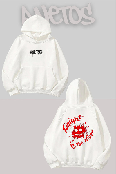 Anetos سترة ديكستر 5 رقم مطبوع باللون الأبيض بغطاء رأس