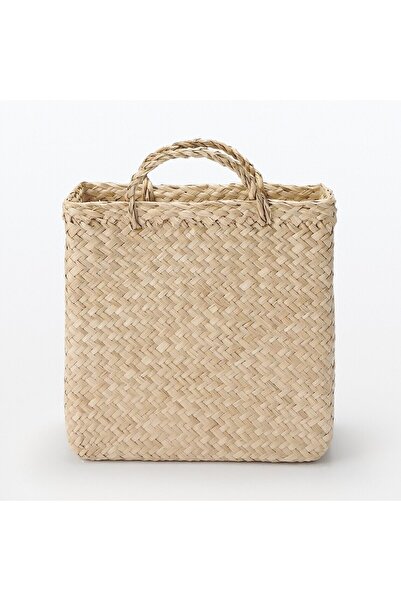 Muji Seagrass Herringbone Basket With Handle S, W15 x D12.5 x H24 cm