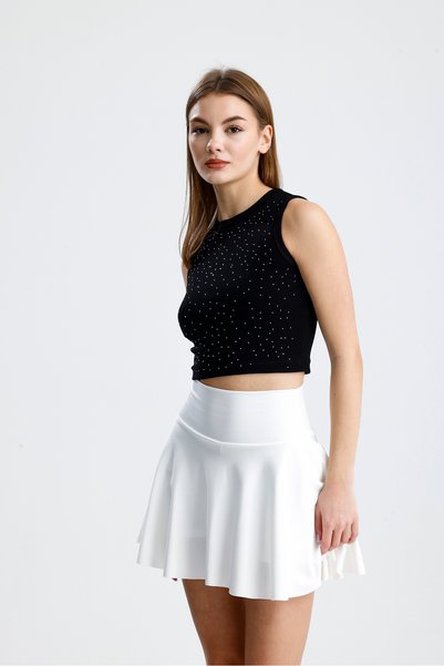 de zuzuu fashion Stoned Crop Ribbed Knitted Crop