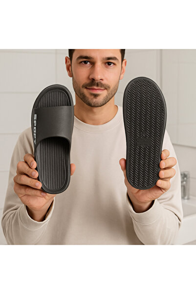 meko aksesuar Erkek Kaydırmaz Taban Suya Dayanıklı Plastik Sport Baskılı Ev ve Banyo Terliği