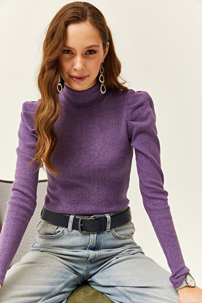 Olalook Kadın Mor Prenses Kol Likralı Bluz BLZ-19003154