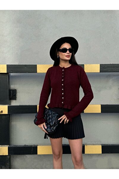 Sempre Ruffle Detailed Buttoned Knit Cardigan”