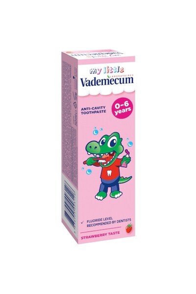 Vademecum Pastă de dinți Junior cu aromă de căpșuni, pentru dinți de lapte, 0-6 ani, 50 ml