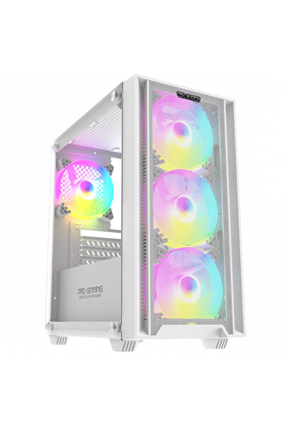 ProGaming - Computer Parts for Gamers ProGaming Arrow Case, Mini Tower, M-ATX, No PSU, 4 RGB Fans, White